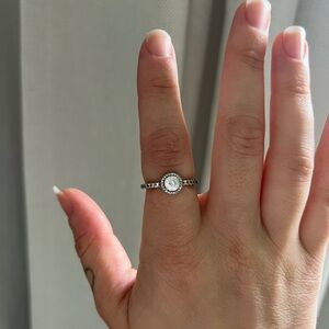 Pandora Silver Halo Ring with White Center Stone